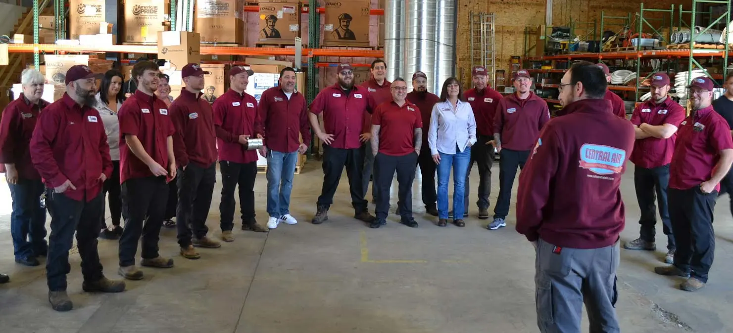 team of central air in warehouse